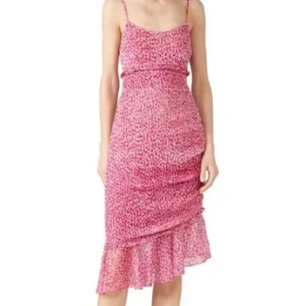 The East Order Penny Chiffon Ruffle Midi Dress